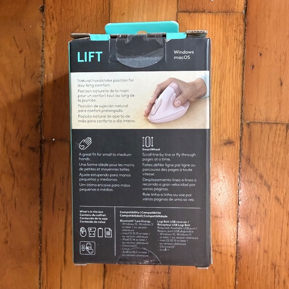 Logitech Lift Vertical Ergonomic Mouse Bluetooth/Logi Bolt Windows/MacOS - Rose - Picture 2 of 3